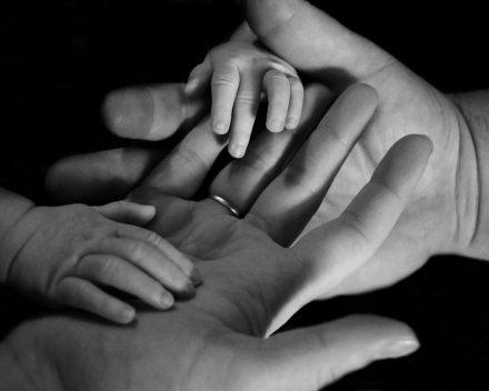 baby's hand on human palm Photo by Liv Bruce